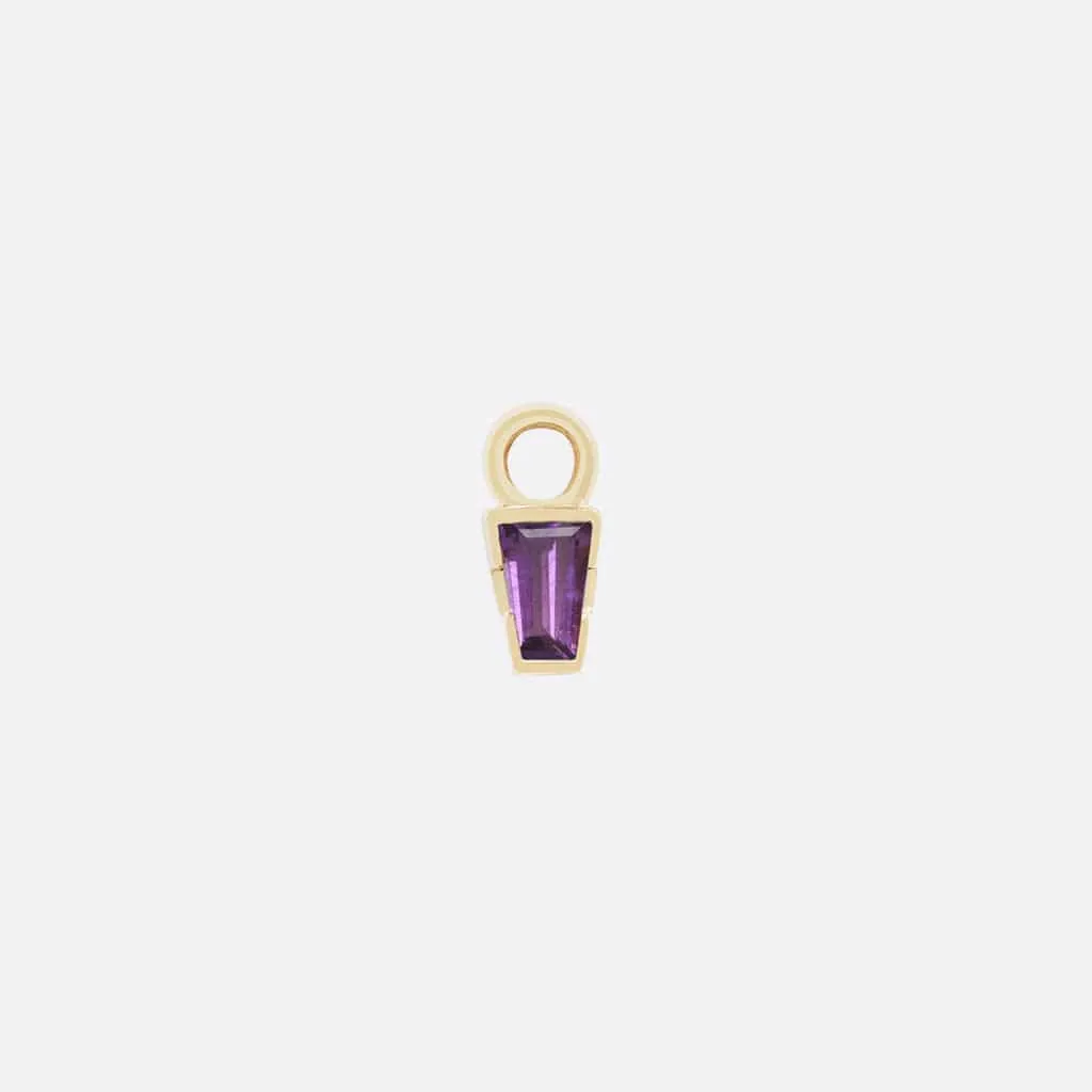 Linda Tapered Baguette Charm - 14K YELLOW - Amethyst