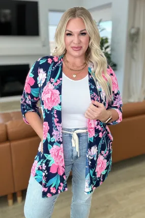 Lizzy Cardigan in Navy and Pink Floral - 4/19