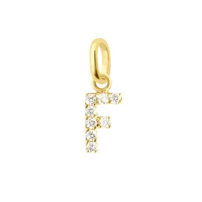 Lucky Letter F Diamond Pendant, Yellow Gold