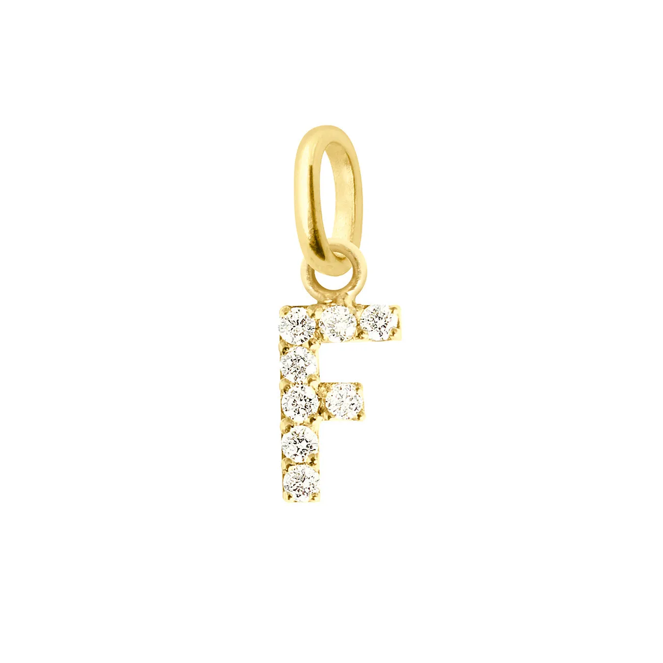 Lucky Letter F Diamond Pendant, Yellow Gold