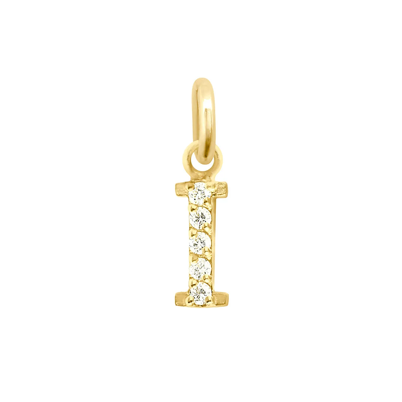 Lucky Letter I Diamond Pendant, Yellow Gold