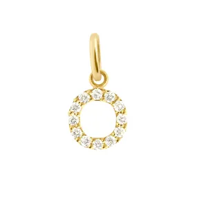 Lucky Letter O Diamond Pendant, Yellow Gold