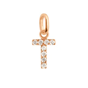 Lucky Letter T Diamond Pendant, Rose Gold