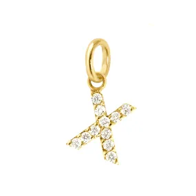 Lucky Letter X Diamond Pendant, Yellow Gold