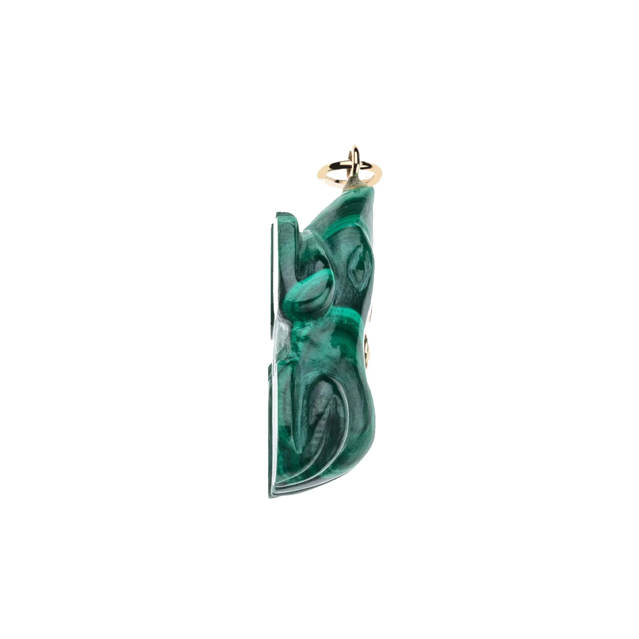 LUCKY Malachite Frog Pendant in Solid Gold