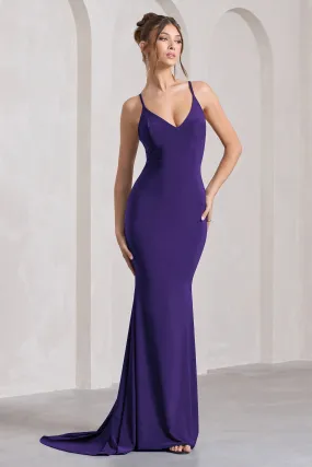 Lucky Number | Purple Cross Back Fishtail Maxi Dress