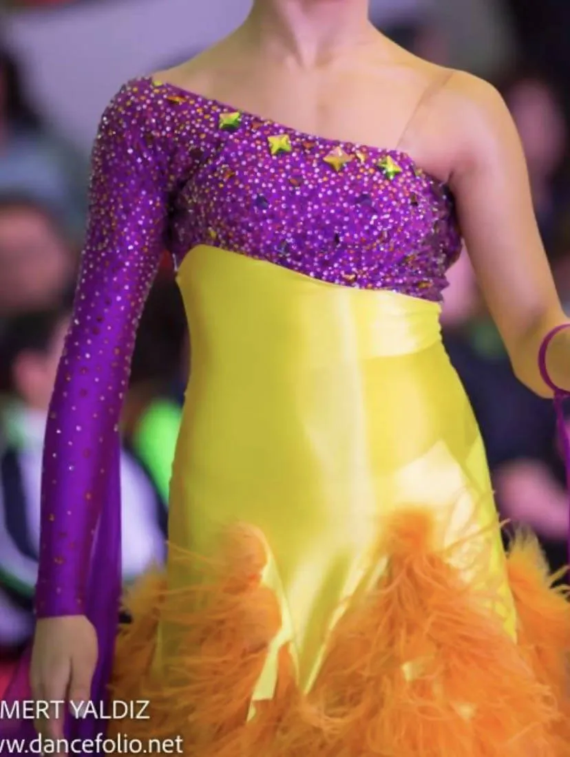 Magenta & Saffron Ballroom Dress for Junior 2