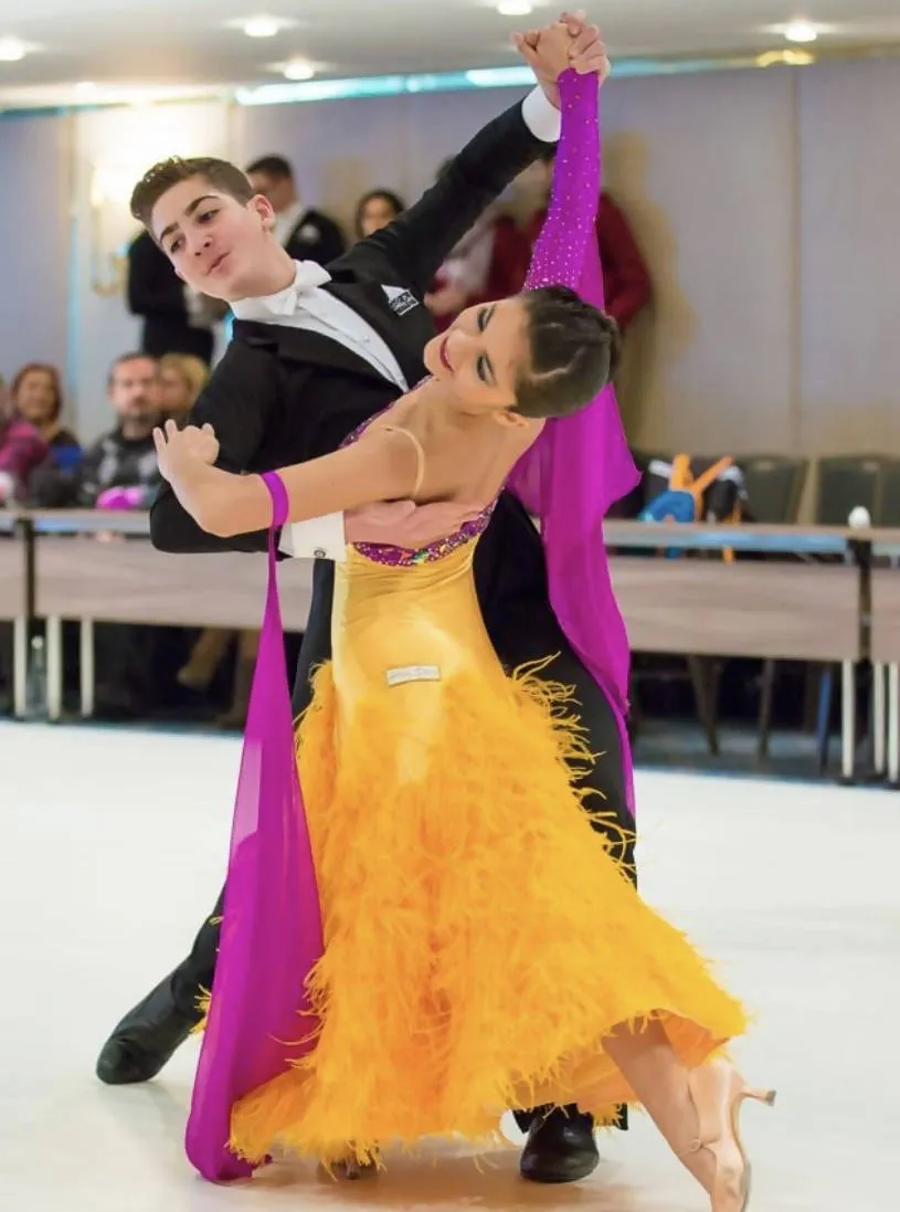 Magenta & Saffron Ballroom Dress for Junior 2