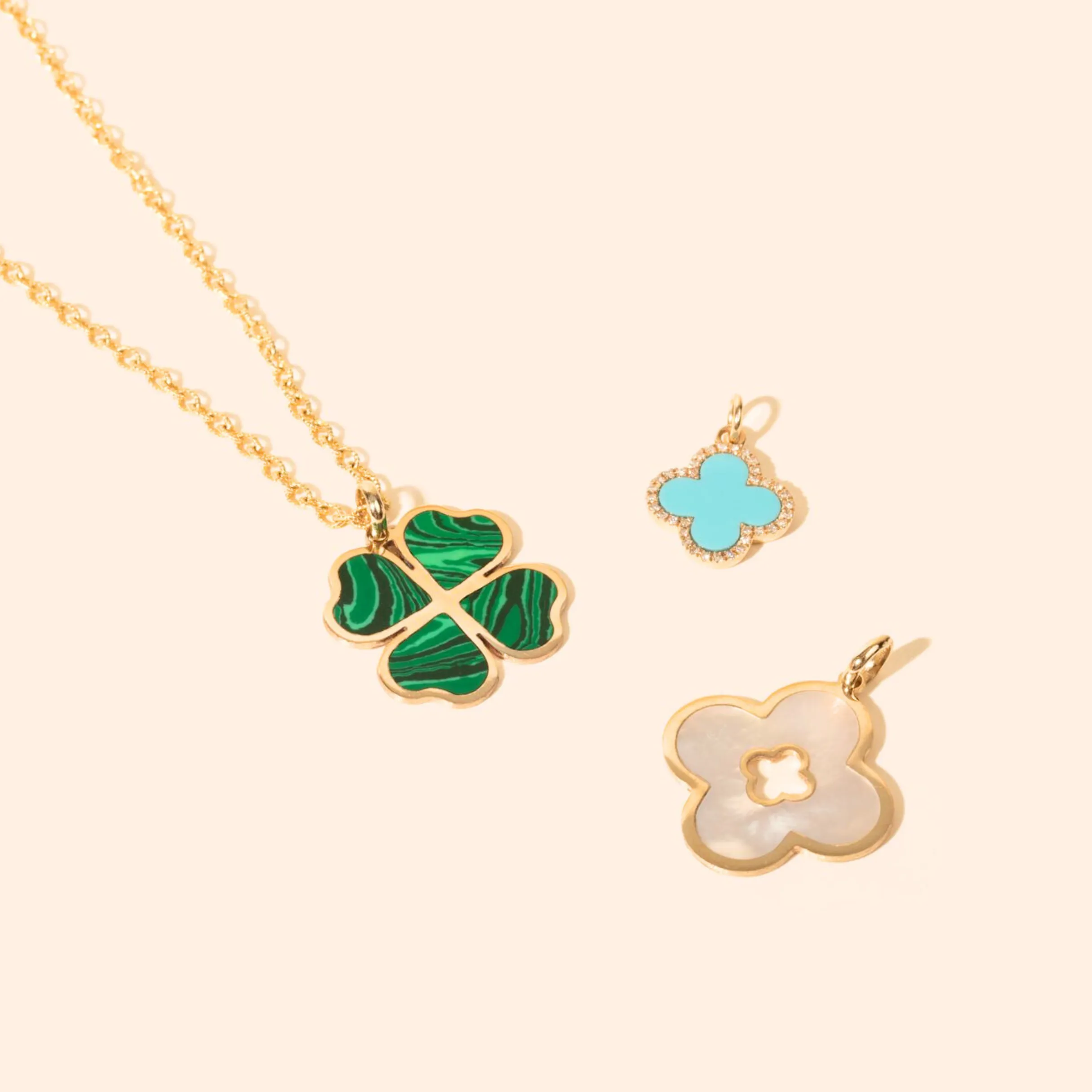 Malachite Lucky Clover Charm