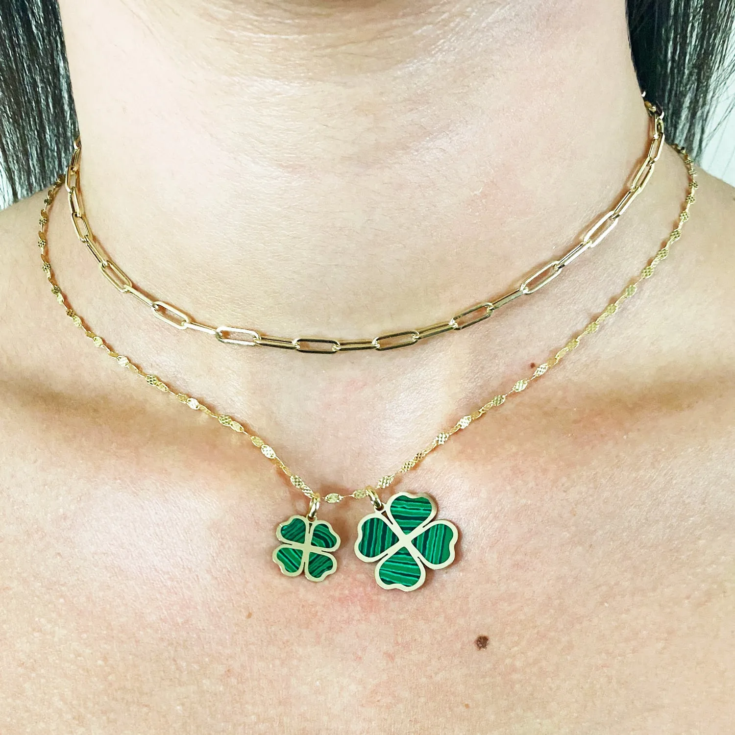 Malachite Lucky Clover Charm