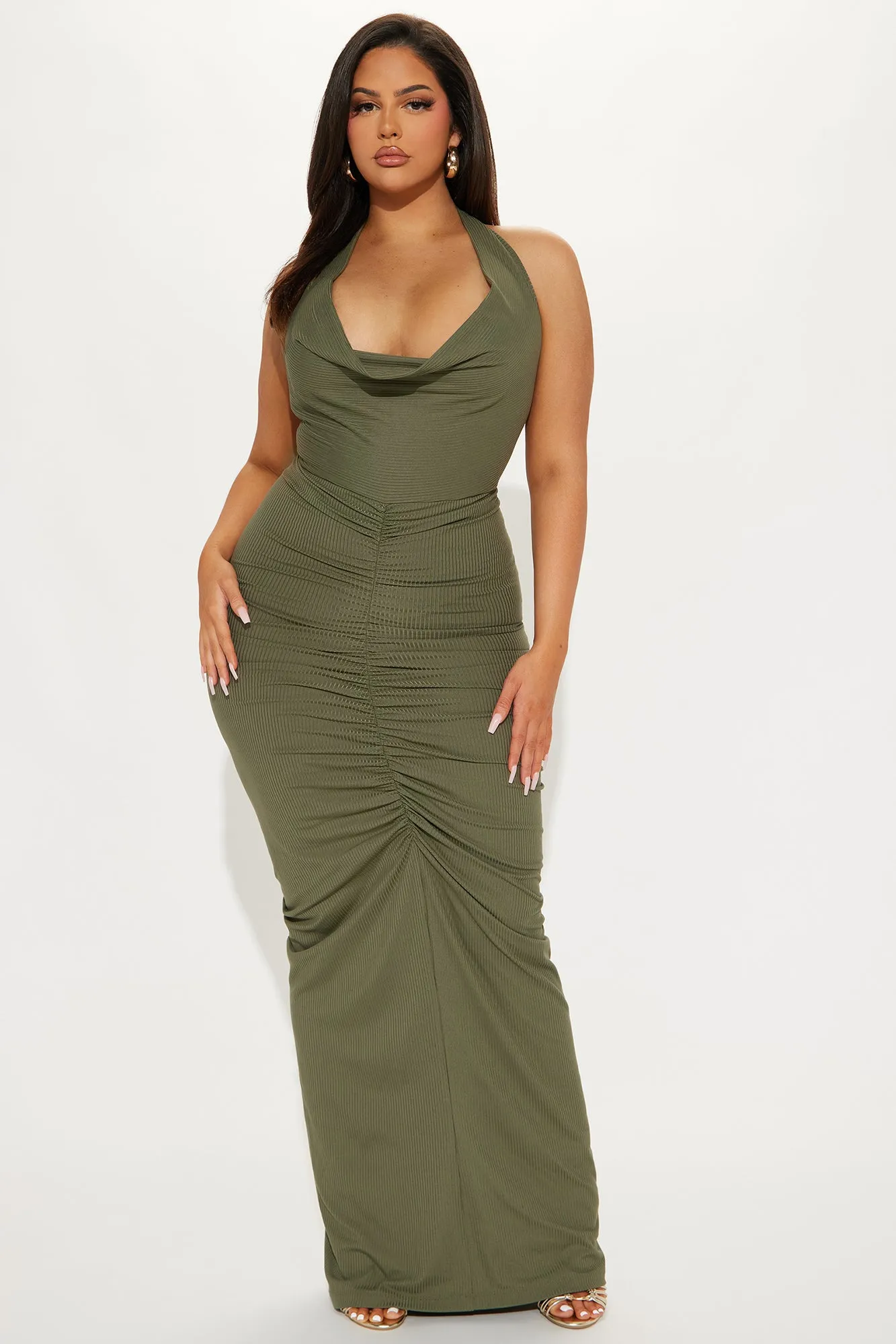 Maylee Ribbed Maxi Dress - Olive