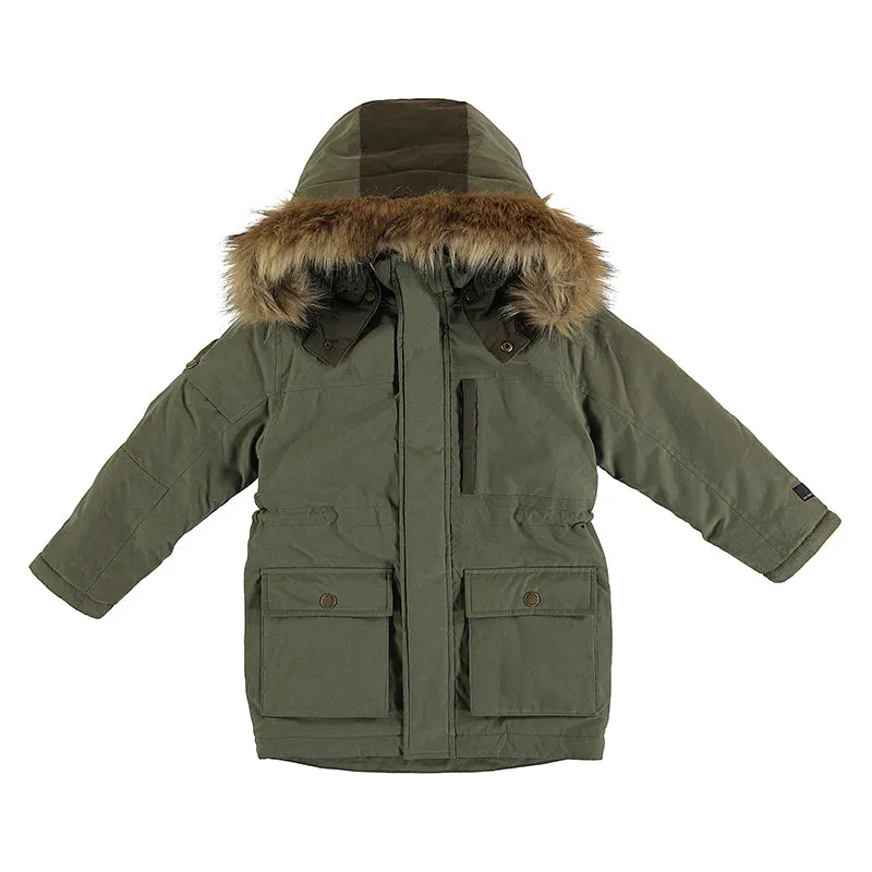 Mayoral Mini Faux Fur Hooded Parka Coat _Green 4464-17