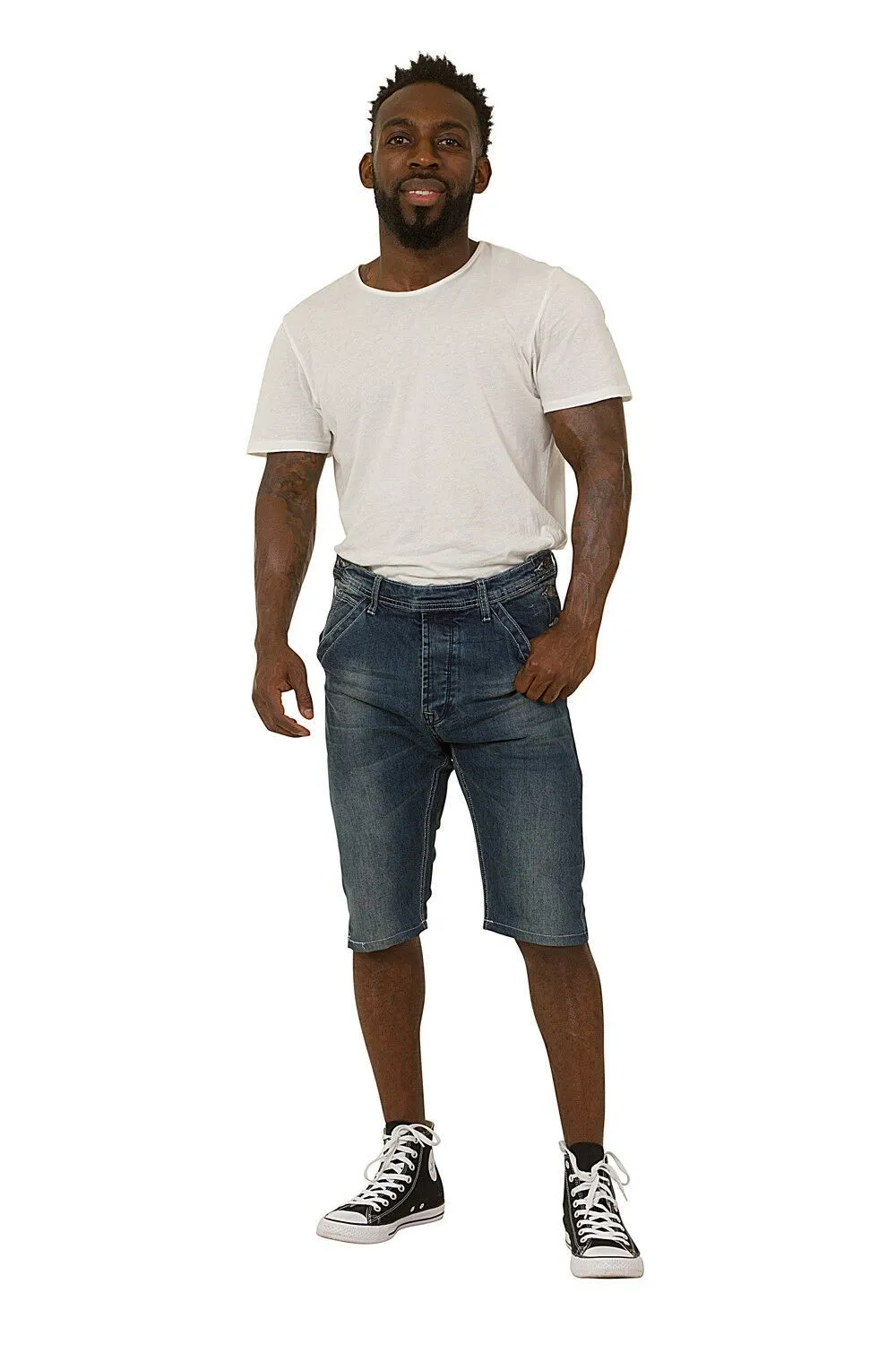 Men’s Denim Dungaree Shorts - Detachable Bib