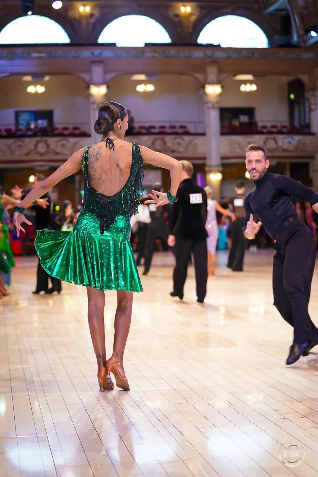 Metallic Emerald Green Latin Dress