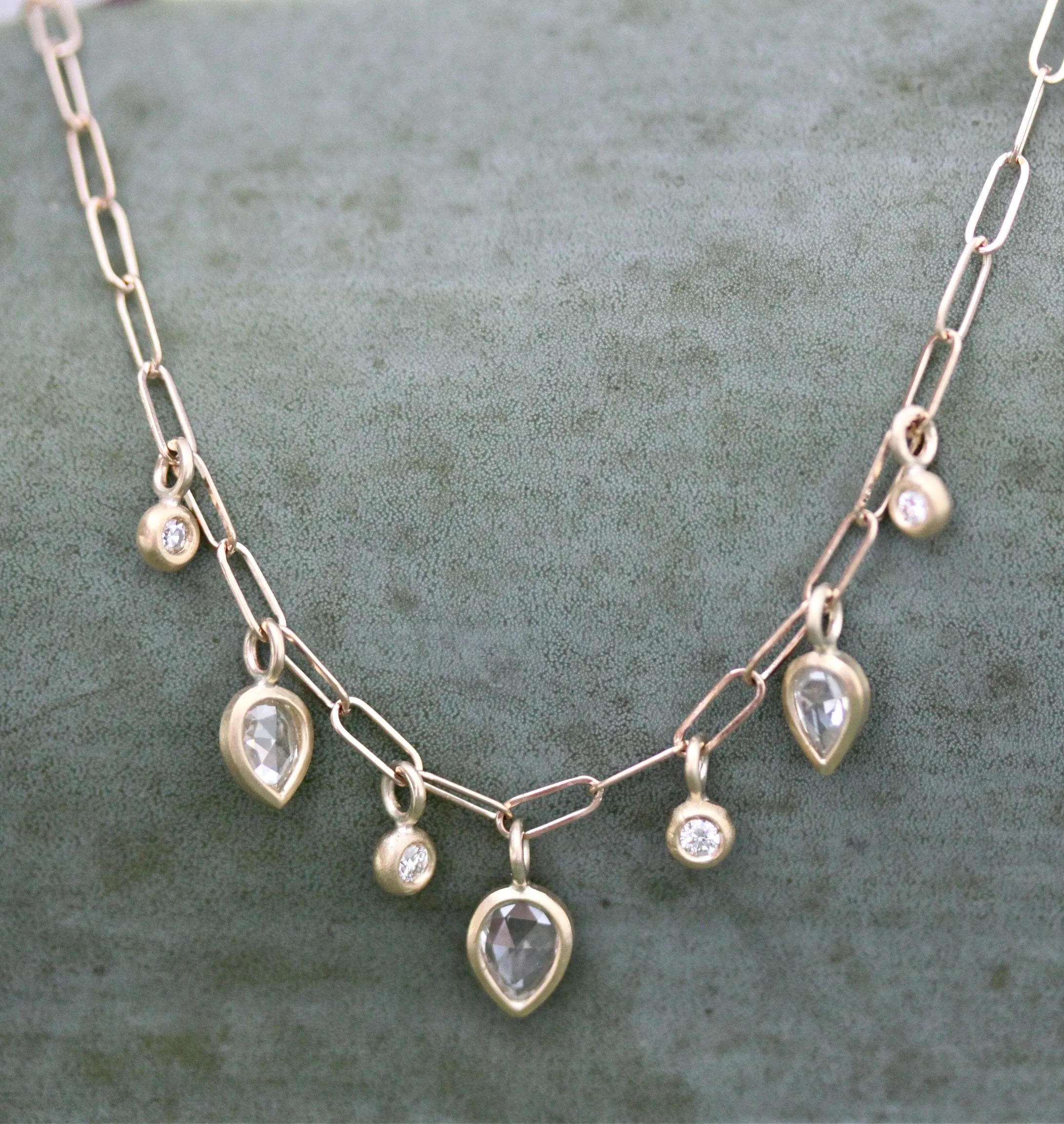 Mixed Diamond Dangle Necklace