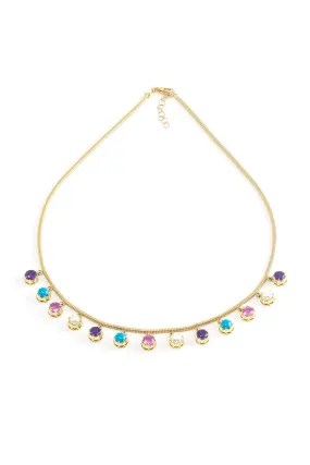 Mixed Gems Fringe Necklace