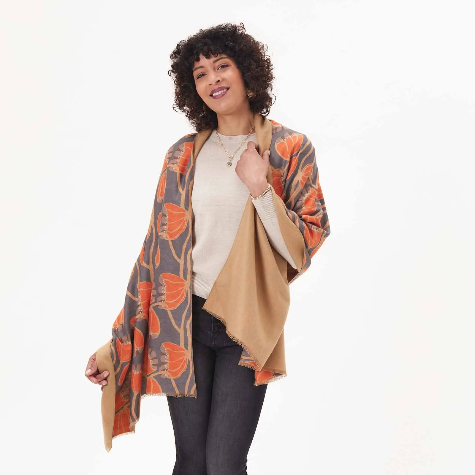 Modern Tulip Orange Reversible Wrap