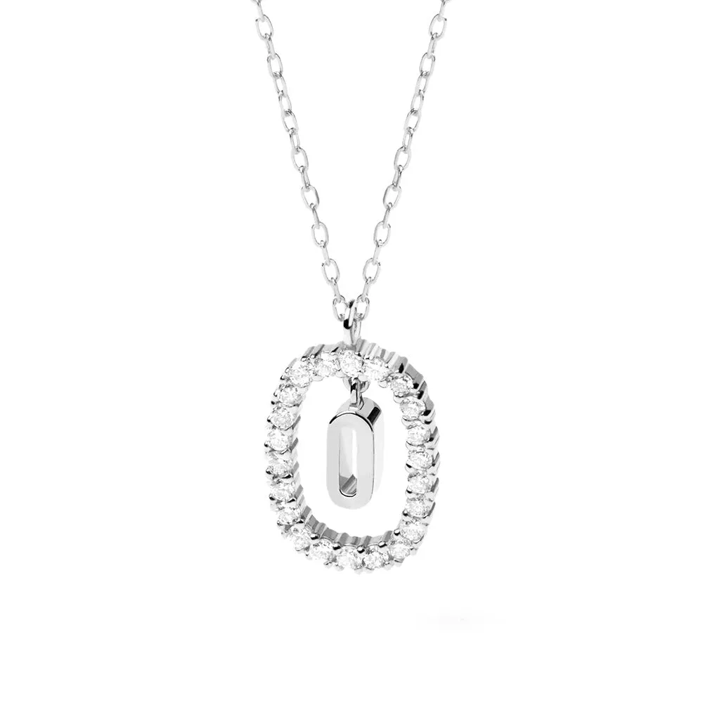 Moissanite Letter O Dangle Pendant Necklace