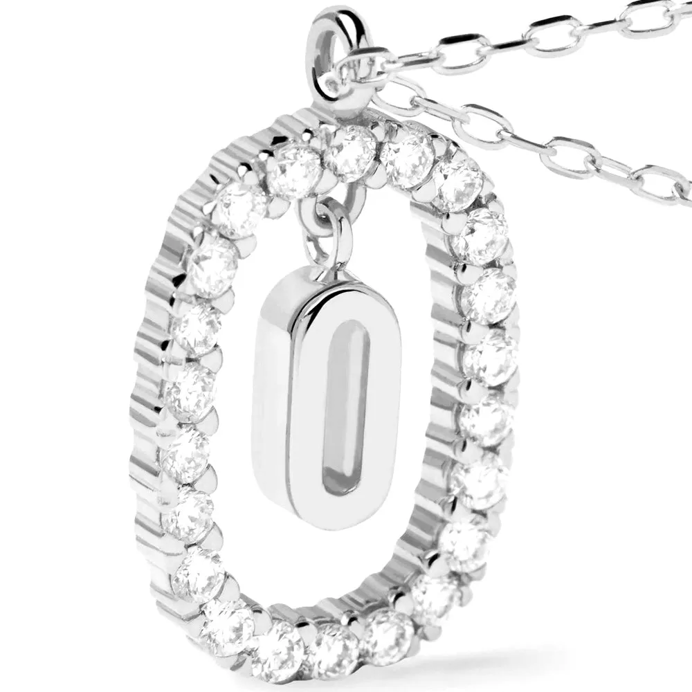 Moissanite Letter O Dangle Pendant Necklace