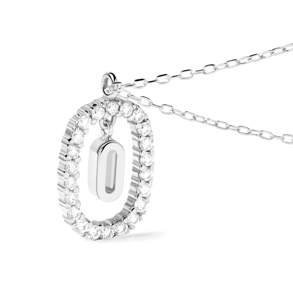 Moissanite Letter O Dangle Pendant Necklace