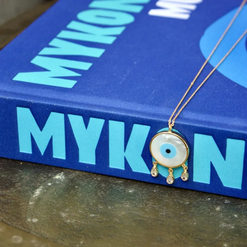 Mother of Pearl Evil Eye Pendant Necklace