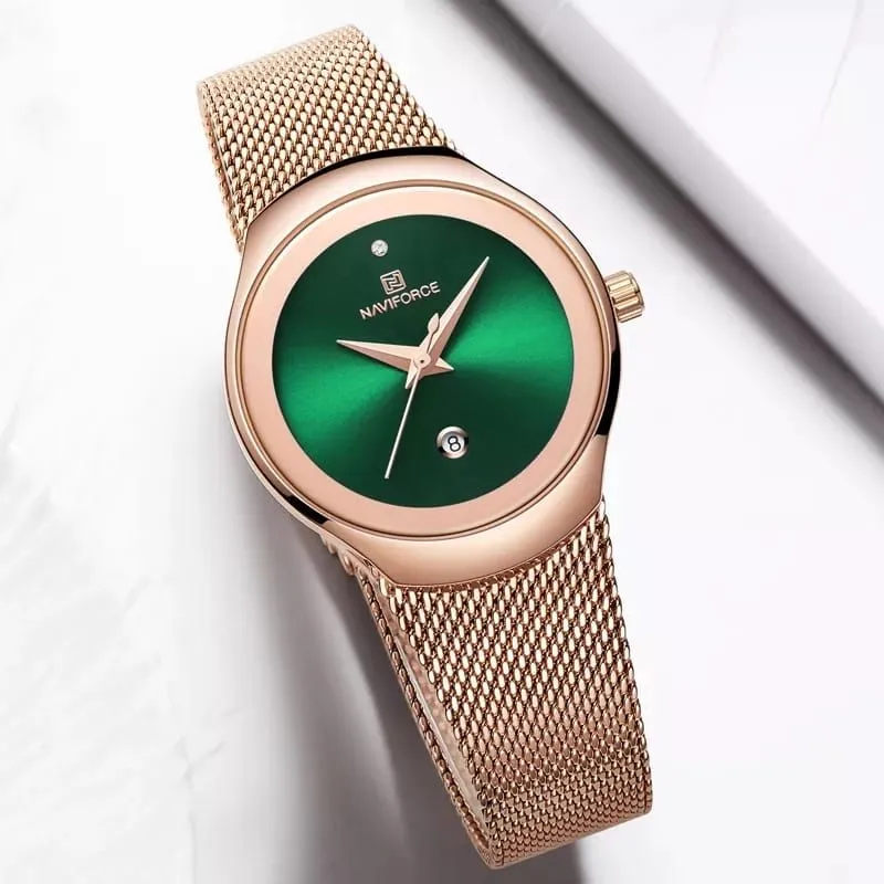 Naviforce Lady Stylish Bracelet Watch - GREEN FACE