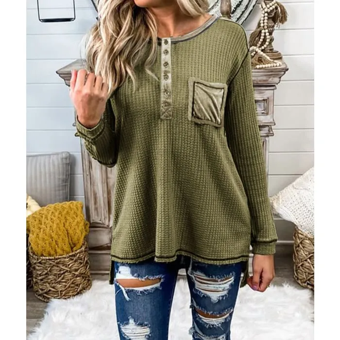 Olive Distressed Henley