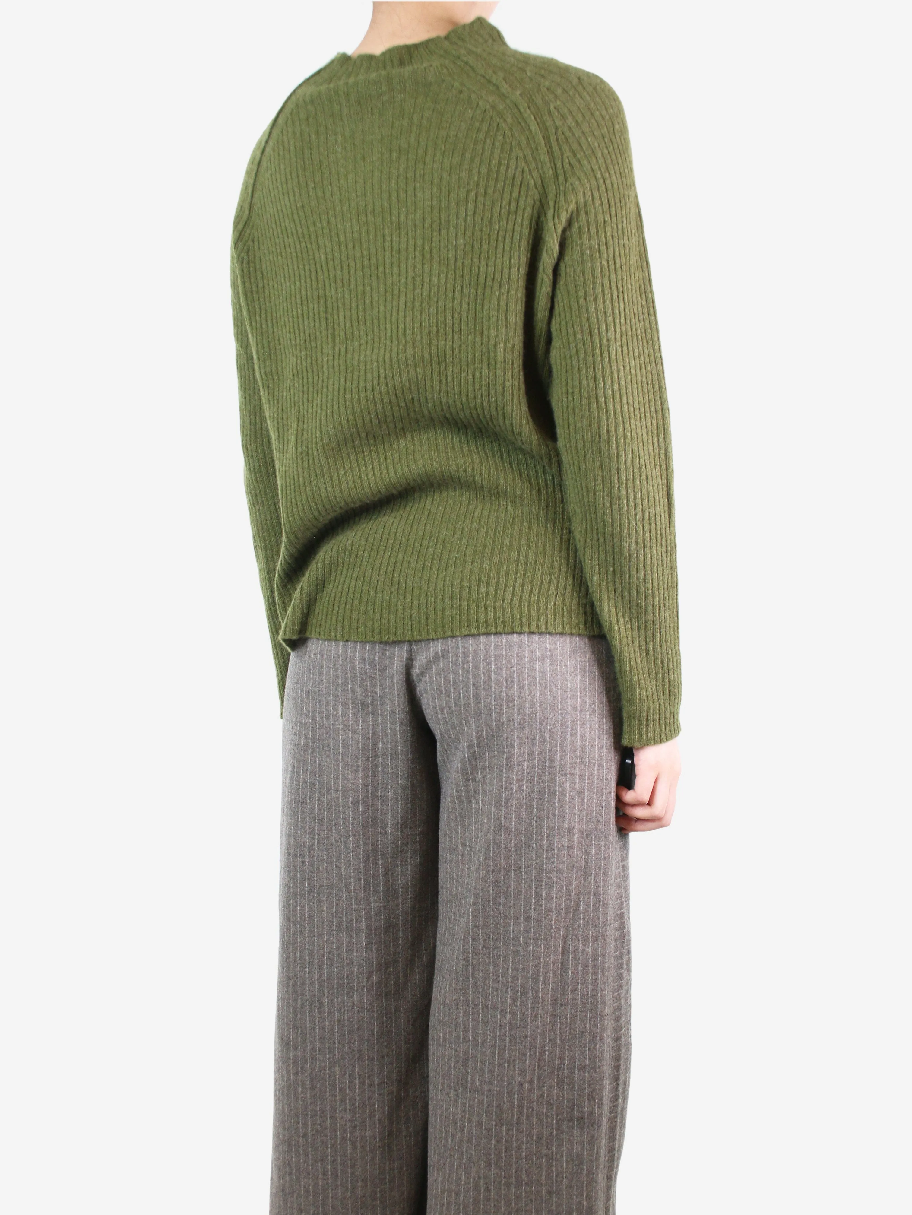 Olive green ribbed jumper - size S