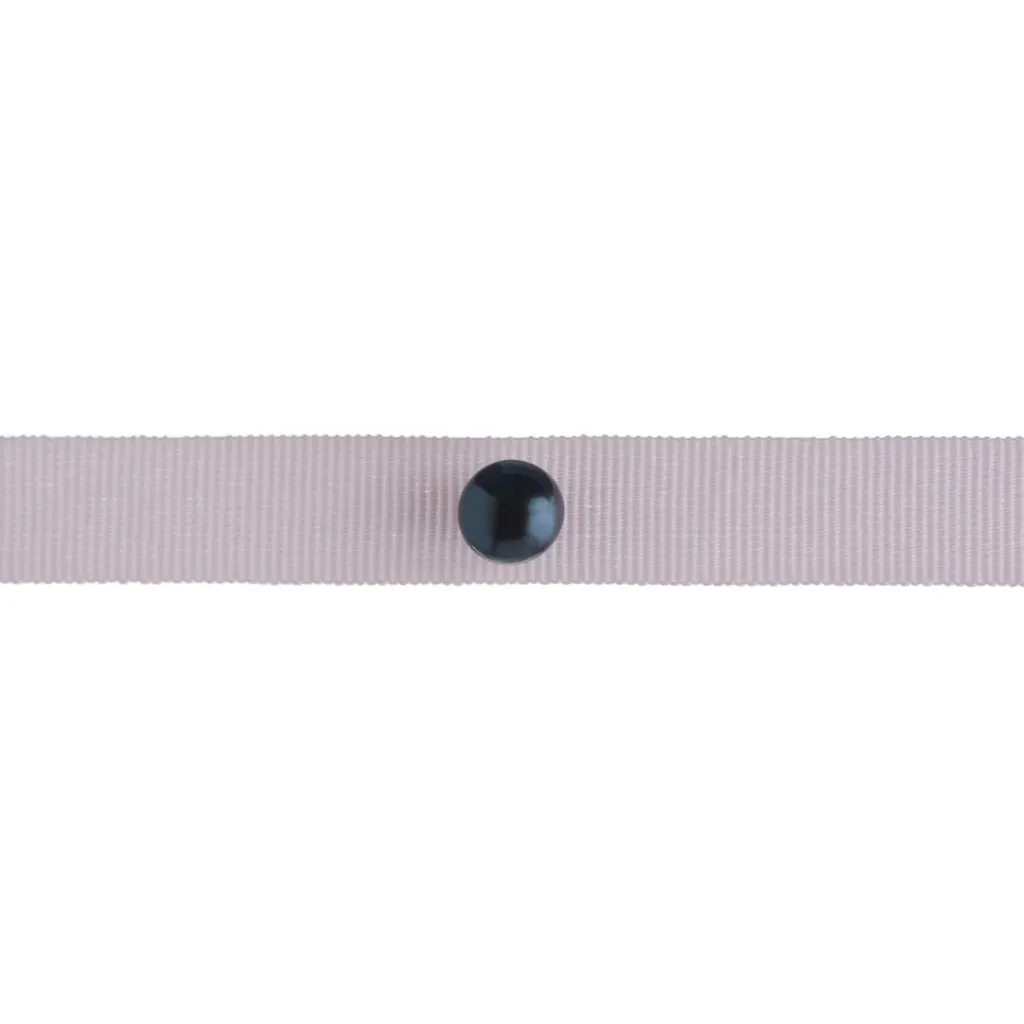 Omnia Solitaire Choker - Black Pearl - Powder Pink Ribbon