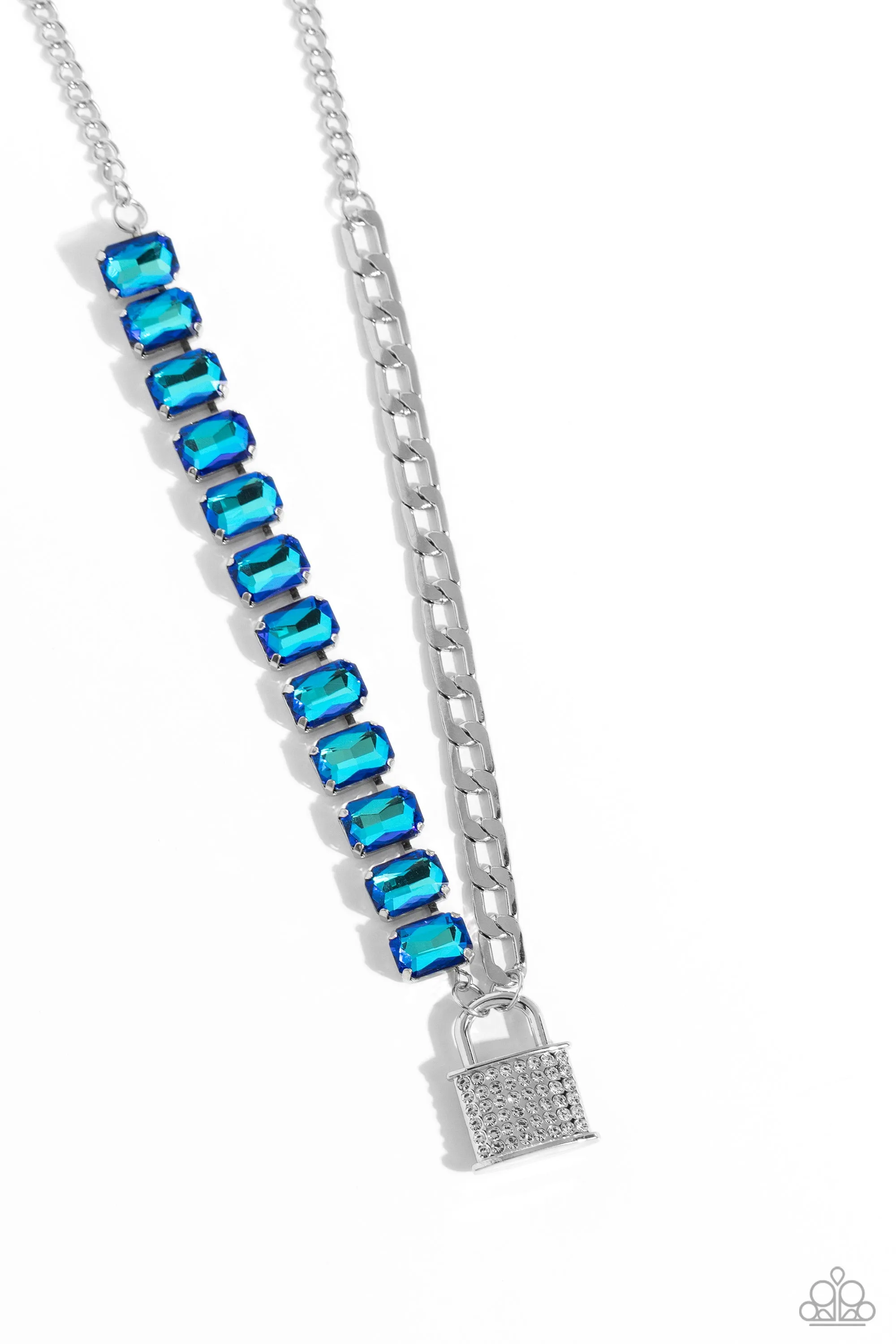 Paparazzi LOCK and Roll Blue Necklace & Earring Set