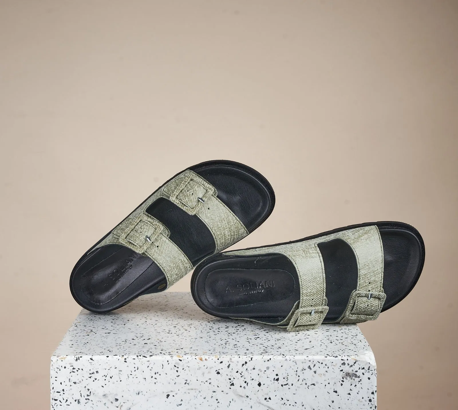 Parma Slippers - Olive Denim Suede