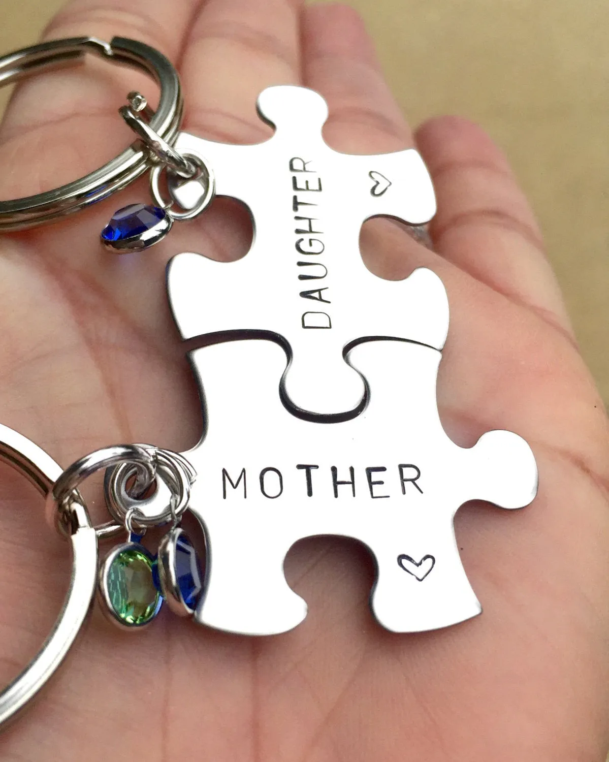 Personalized Mother Daughter Puzzle Keychains