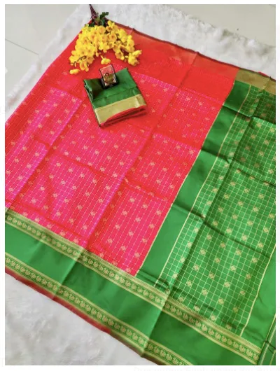 Pink Green South Silk Wedding Saree