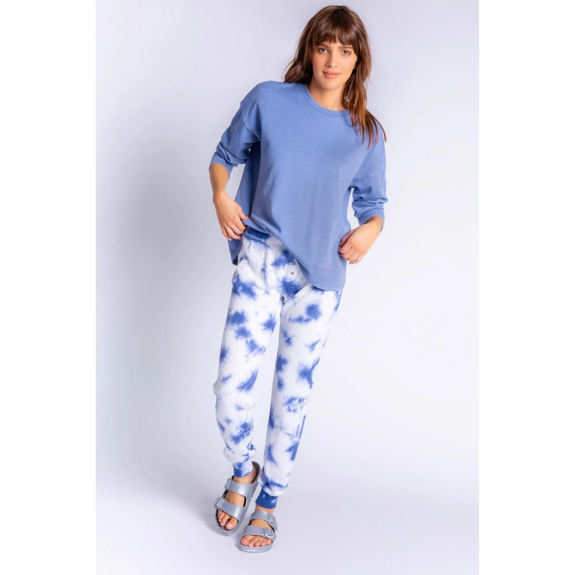 PJ Salvage Women's Blue Tie Dye Jammie Pants - DENIM