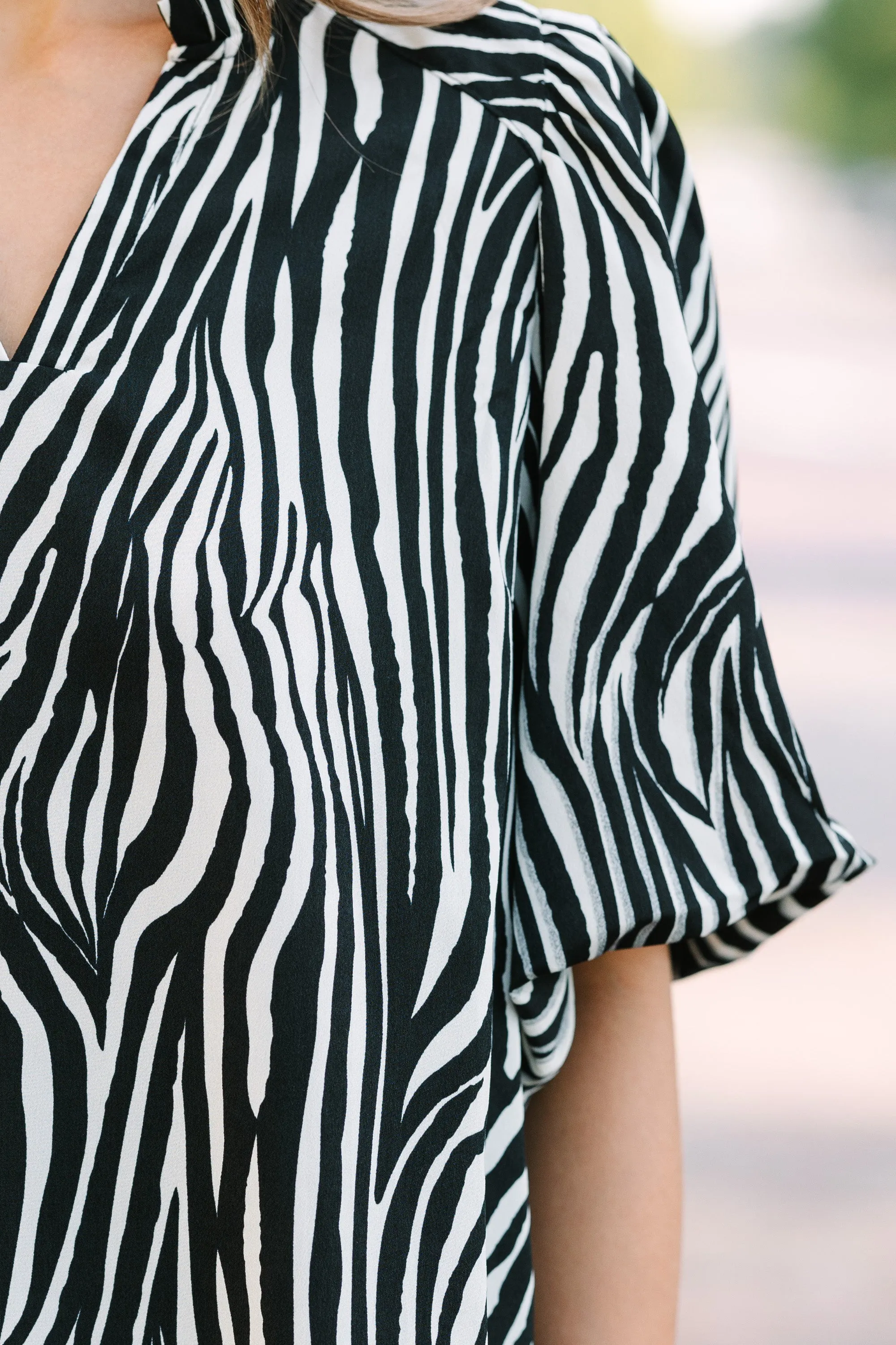 Play Through Black Tiger Striped Blouse