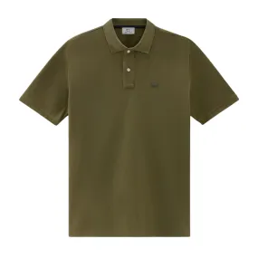 Polo Uomo Woolrich Logo Verde Oliva