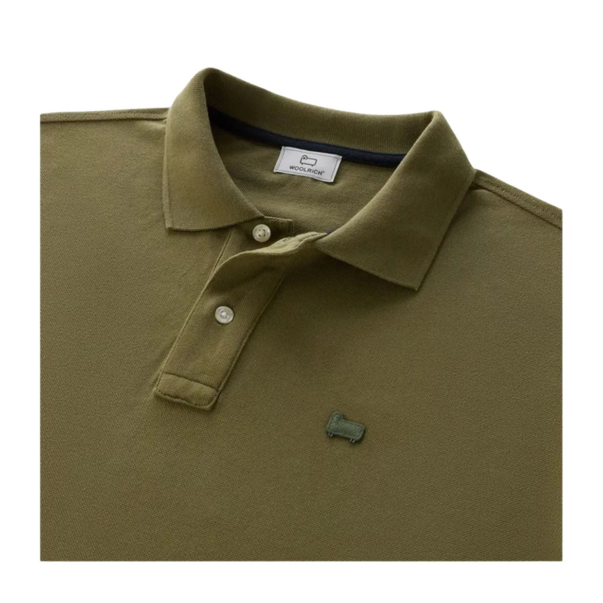 Polo Uomo Woolrich Logo Verde Oliva