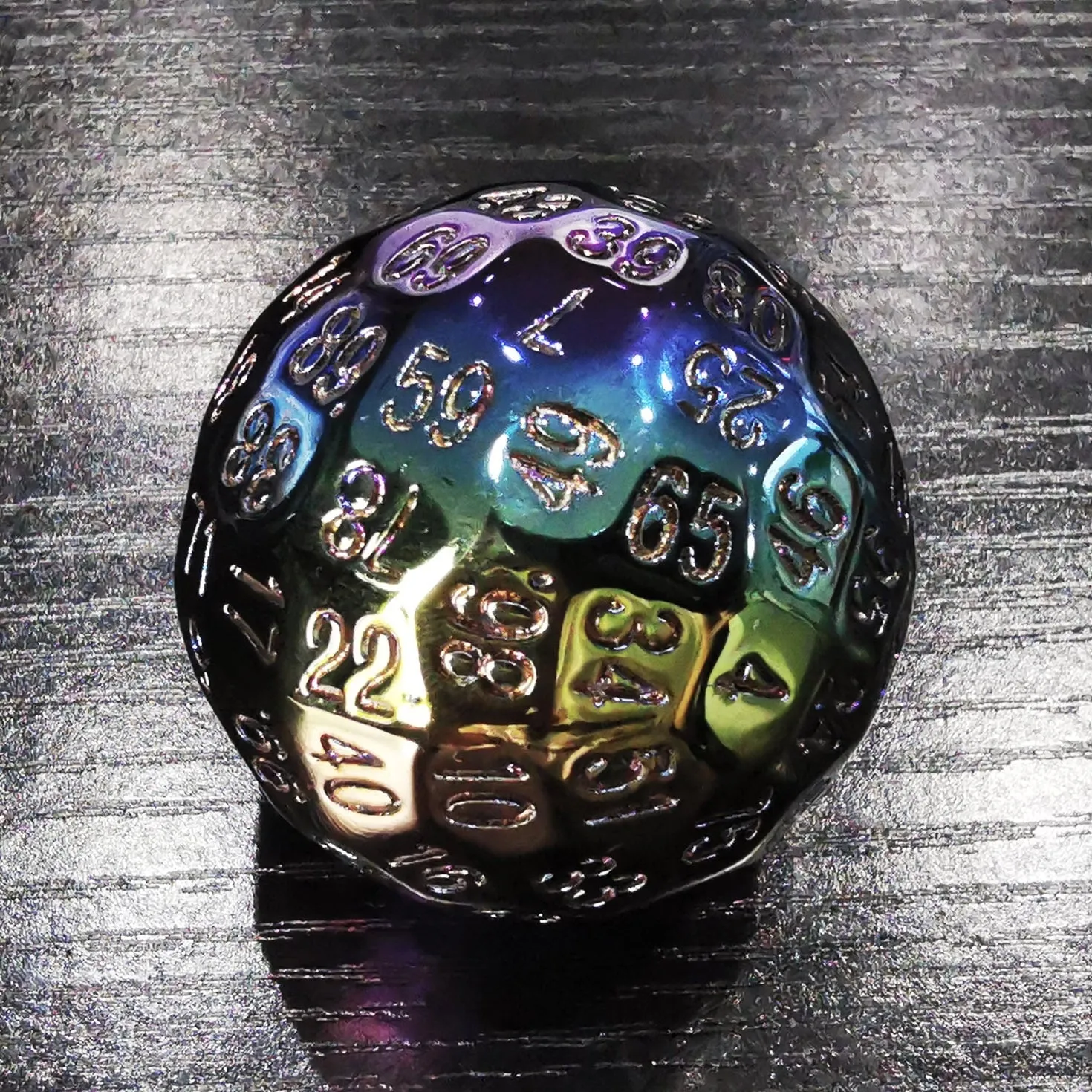 Rainbow Titanium D100 Dice