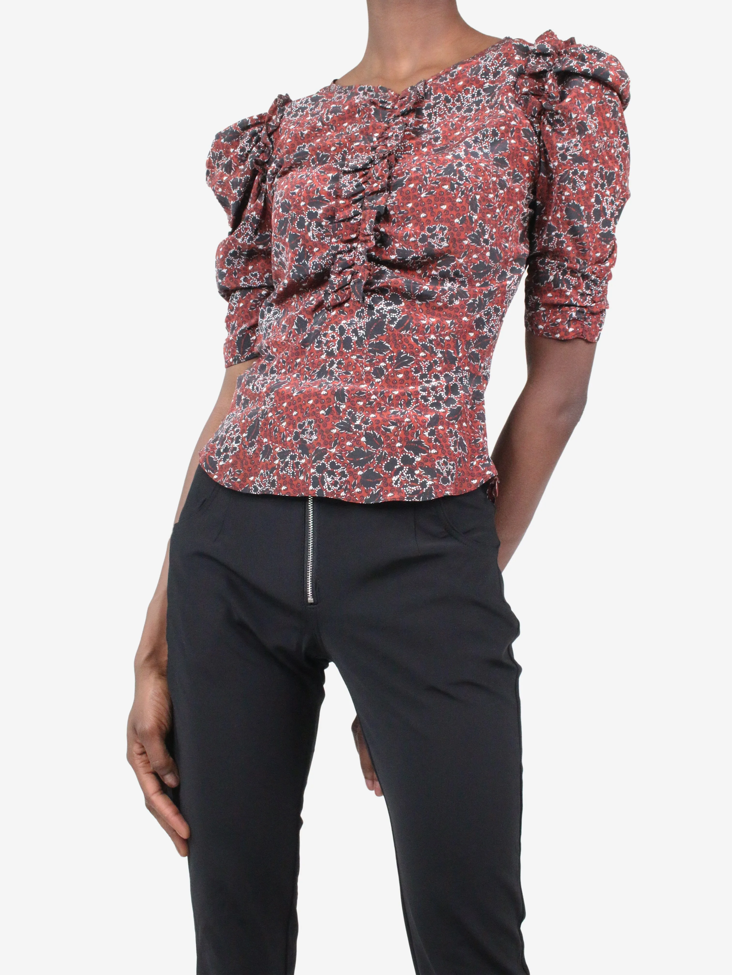 Red floral blouse - size FR 36