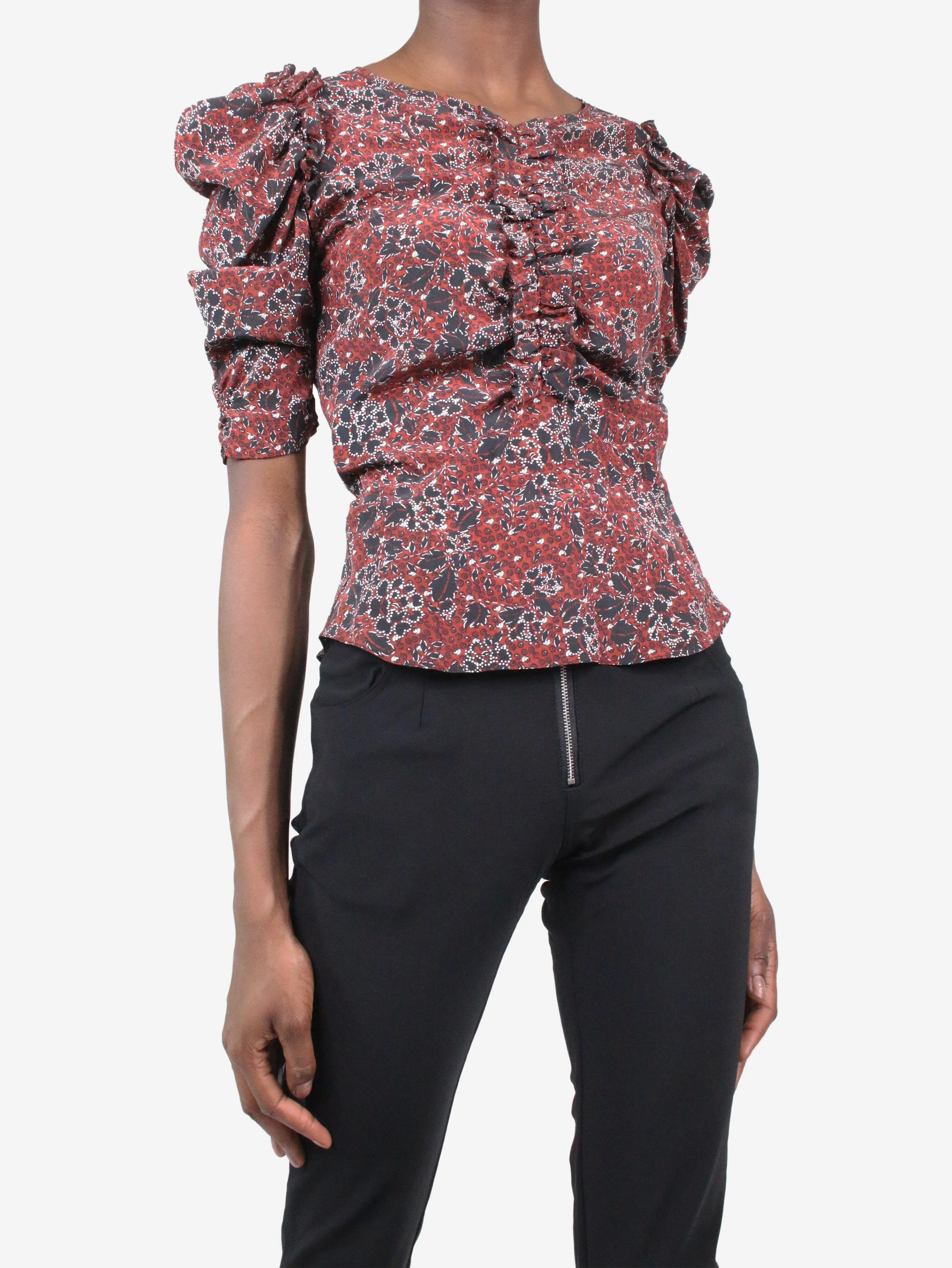 Red floral blouse - size FR 36