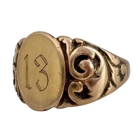 reimagined A N T I Q U E // lucky 13 / victorian 10k rosy yellow gold signet ring / size 8