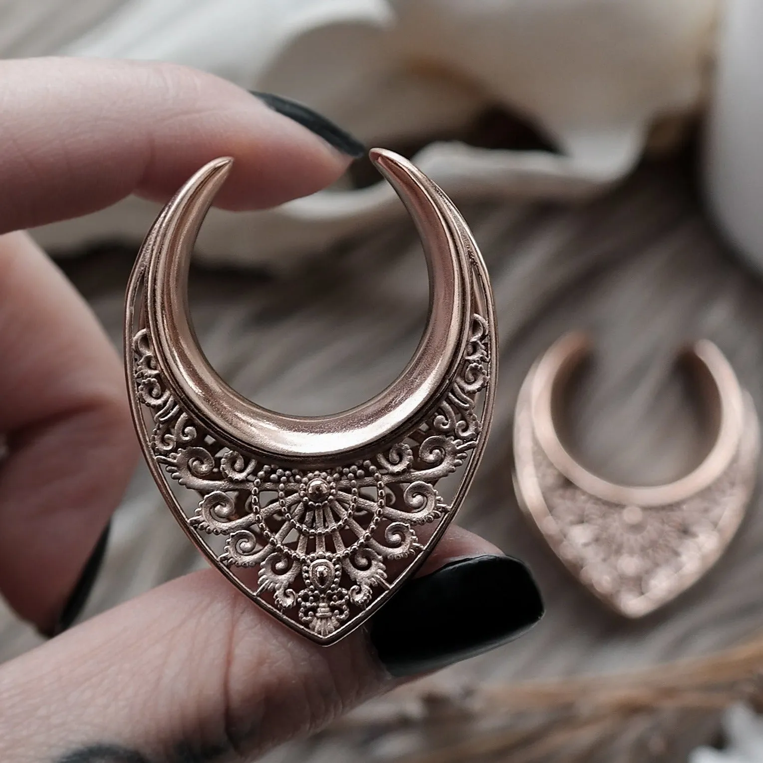 Rose Gold Ornate Ear Hangers