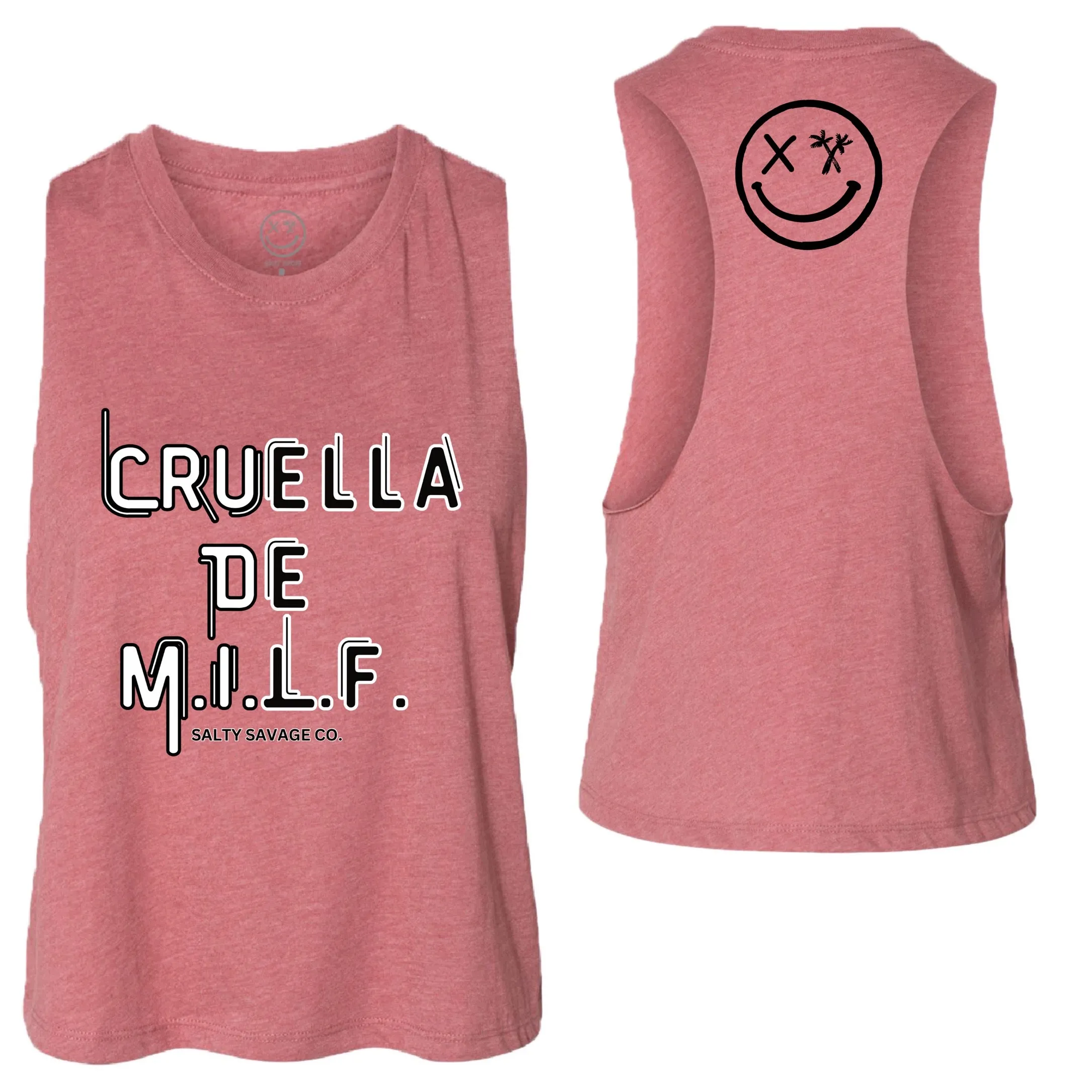 Salty Savage Ladies "Cruella De M.I.L.F" Flowy Crop Tank