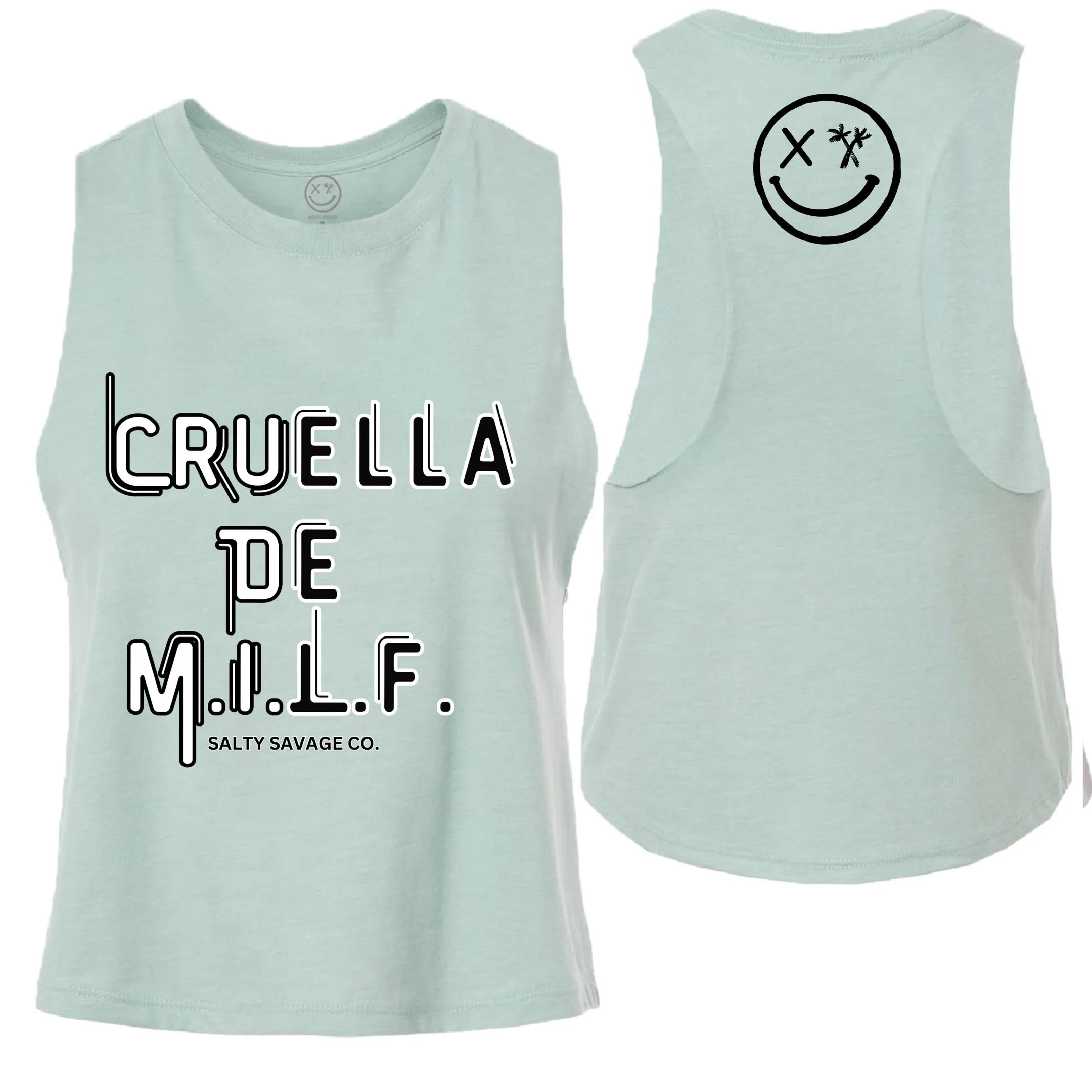 Salty Savage Ladies "Cruella De M.I.L.F" Flowy Crop Tank