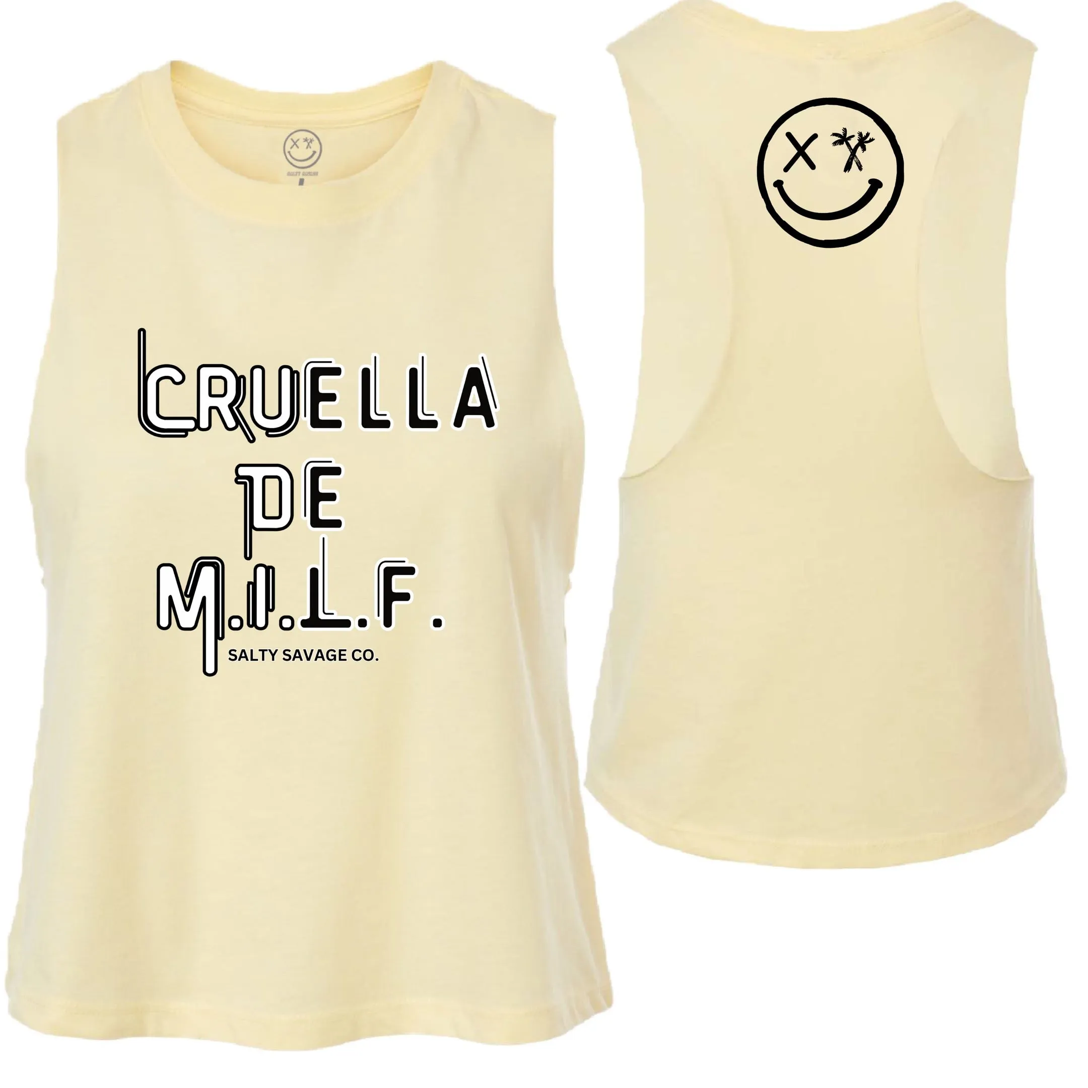 Salty Savage Ladies "Cruella De M.I.L.F" Flowy Crop Tank