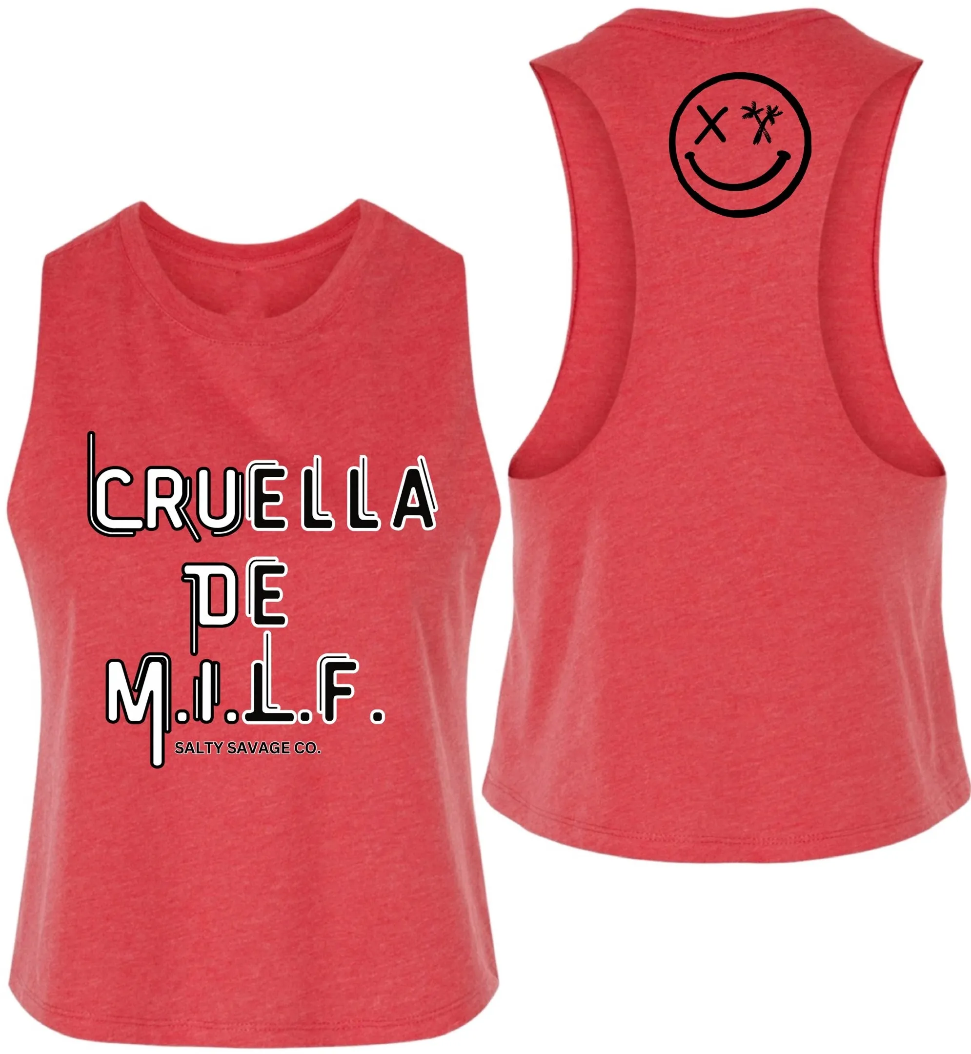 Salty Savage Ladies "Cruella De M.I.L.F" Flowy Crop Tank