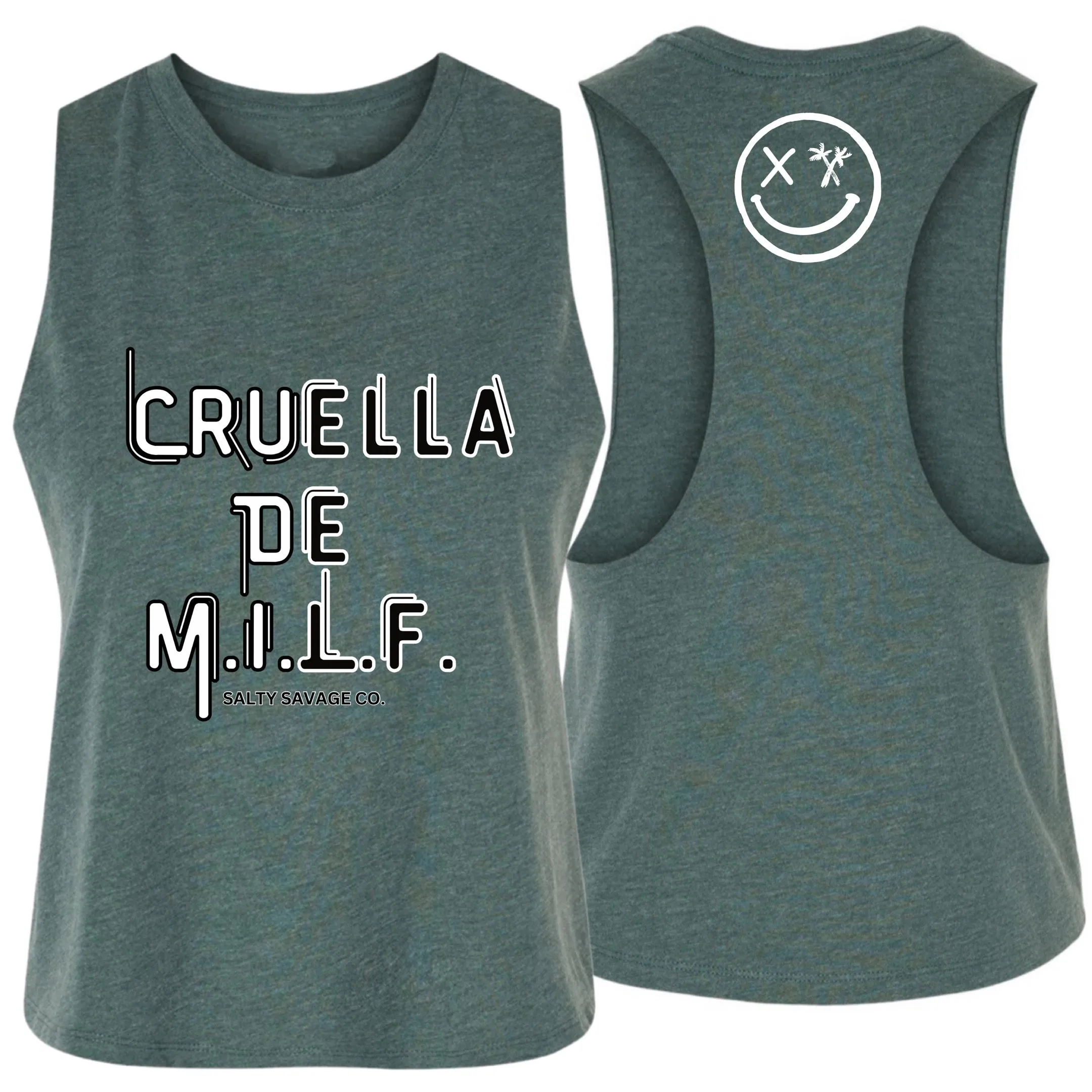 Salty Savage Ladies "Cruella De M.I.L.F" Flowy Crop Tank