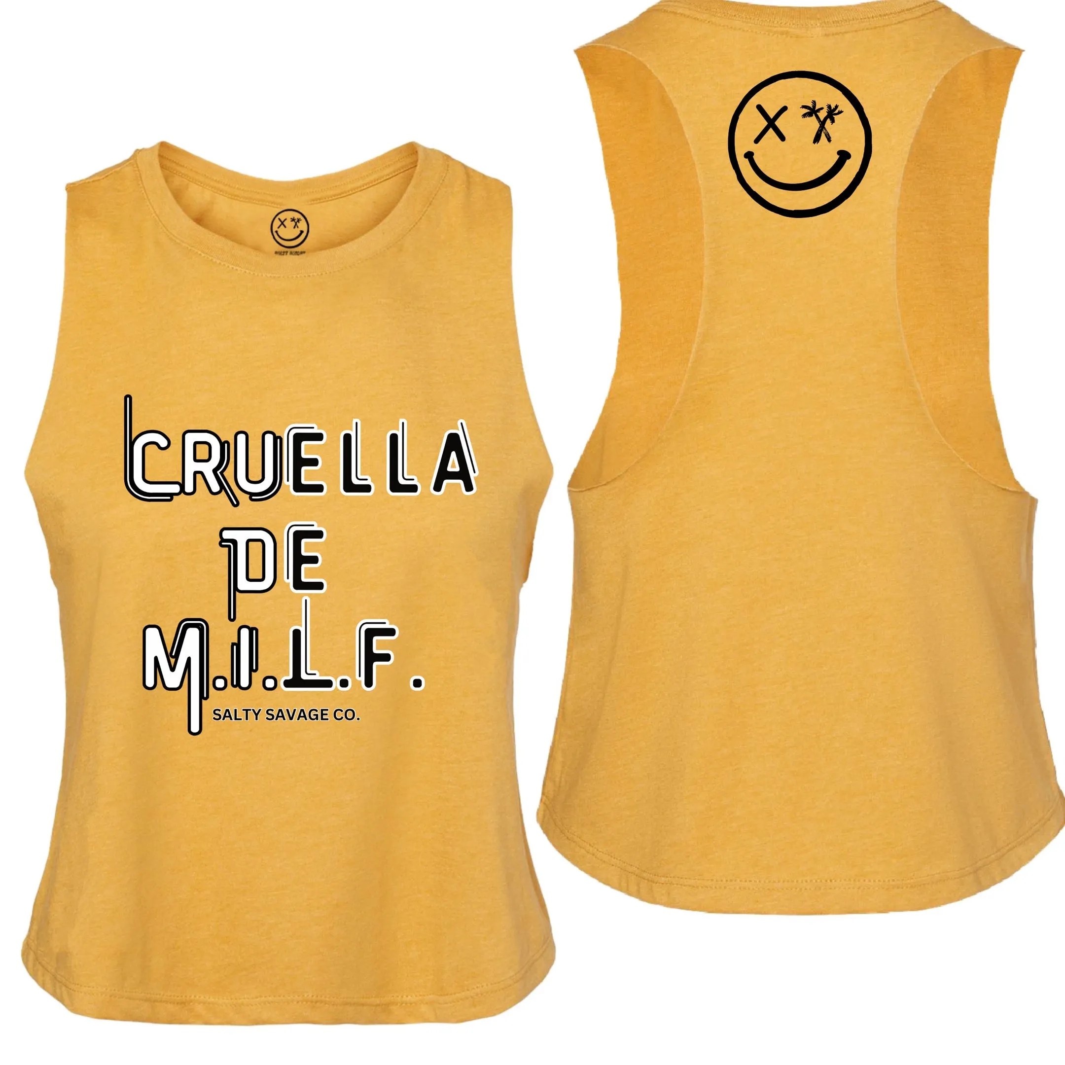 Salty Savage Ladies "Cruella De M.I.L.F" Flowy Crop Tank