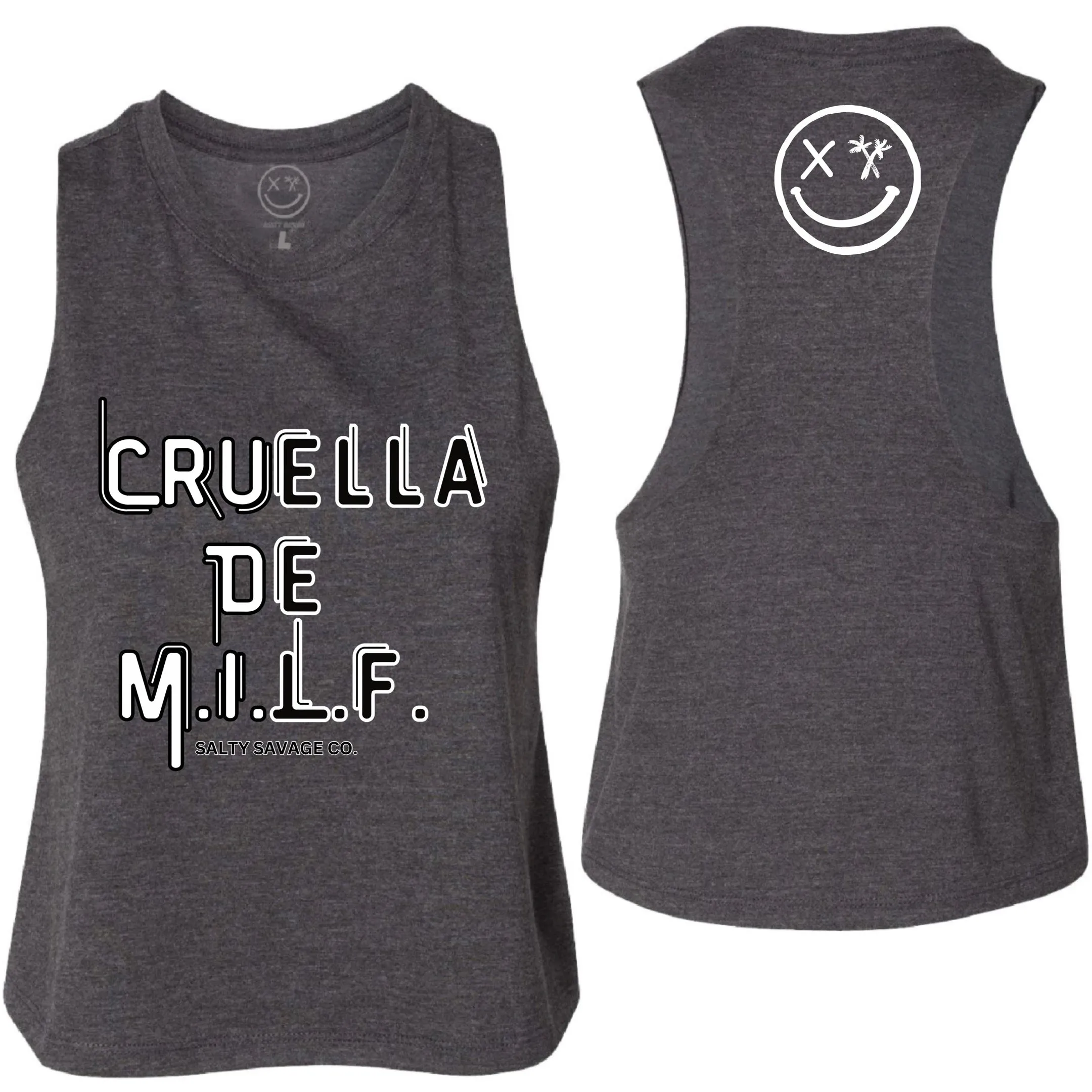 Salty Savage Ladies "Cruella De M.I.L.F" Flowy Crop Tank