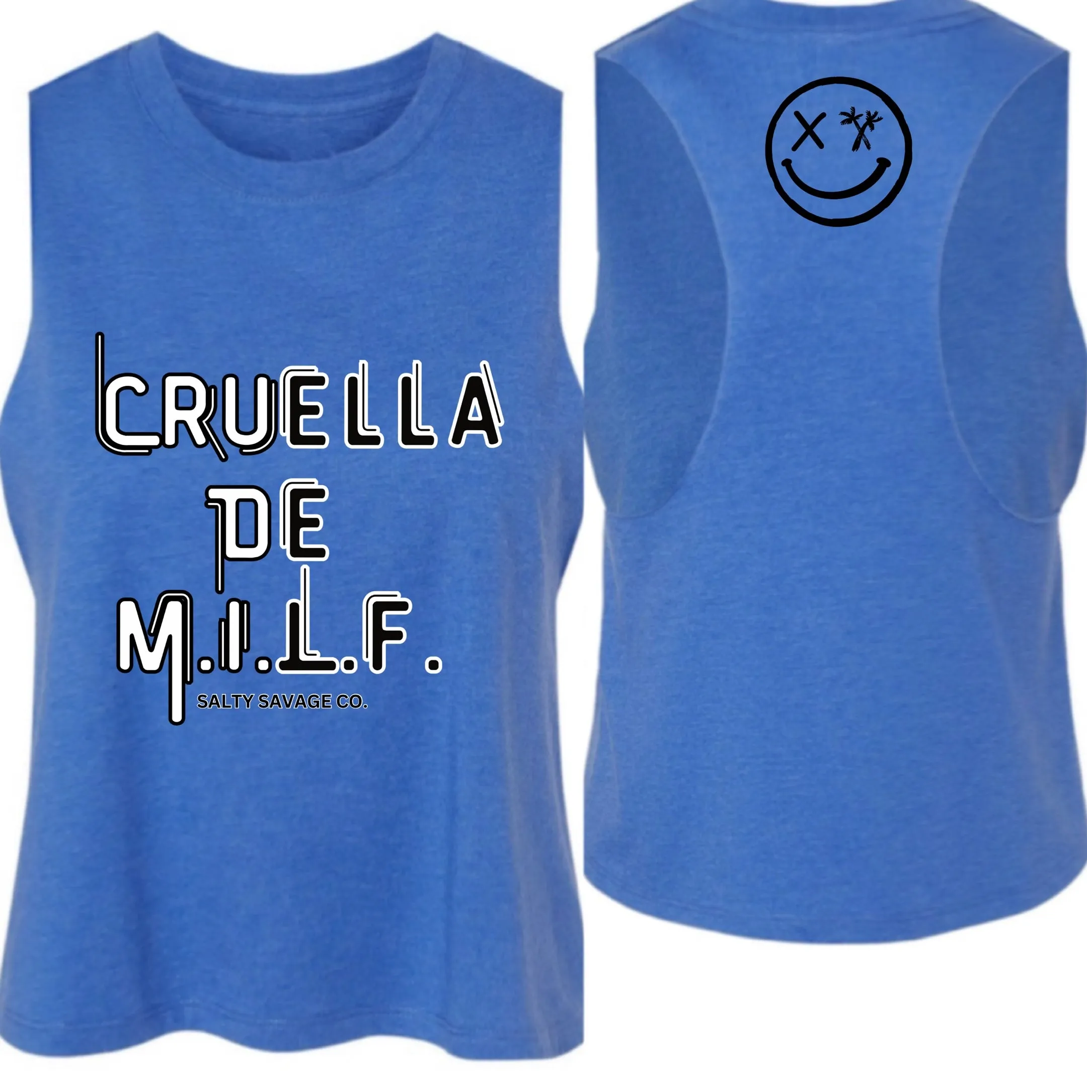 Salty Savage Ladies "Cruella De M.I.L.F" Flowy Crop Tank